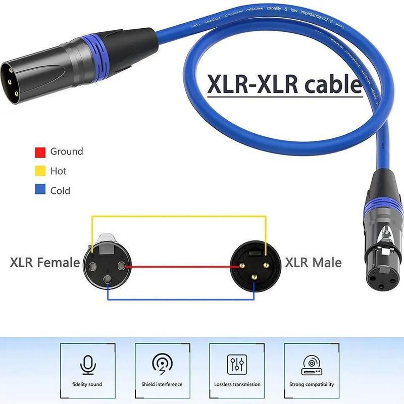 كابل XLR ذكر إلى أنثى بطول 3 أمتار بسلك نحاسي عارٍ لتوصيل الميكروفون الصوتي عالي الجودة