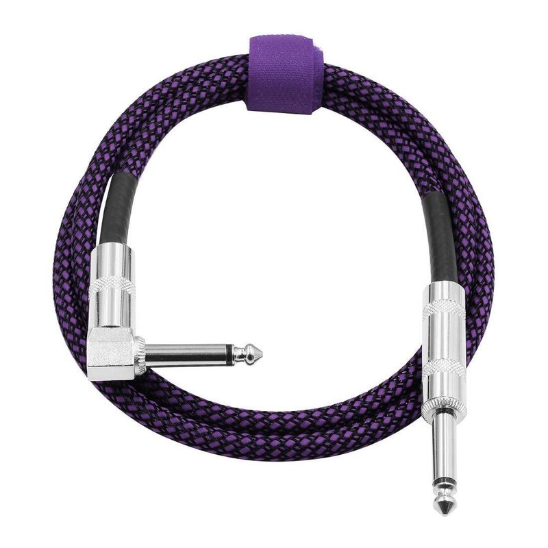 زاوية إلى خط مستقيم كابل غيتار كهربائي 10FT / 30FT أسود ملفوف 6.35mm 1/4 بوصة