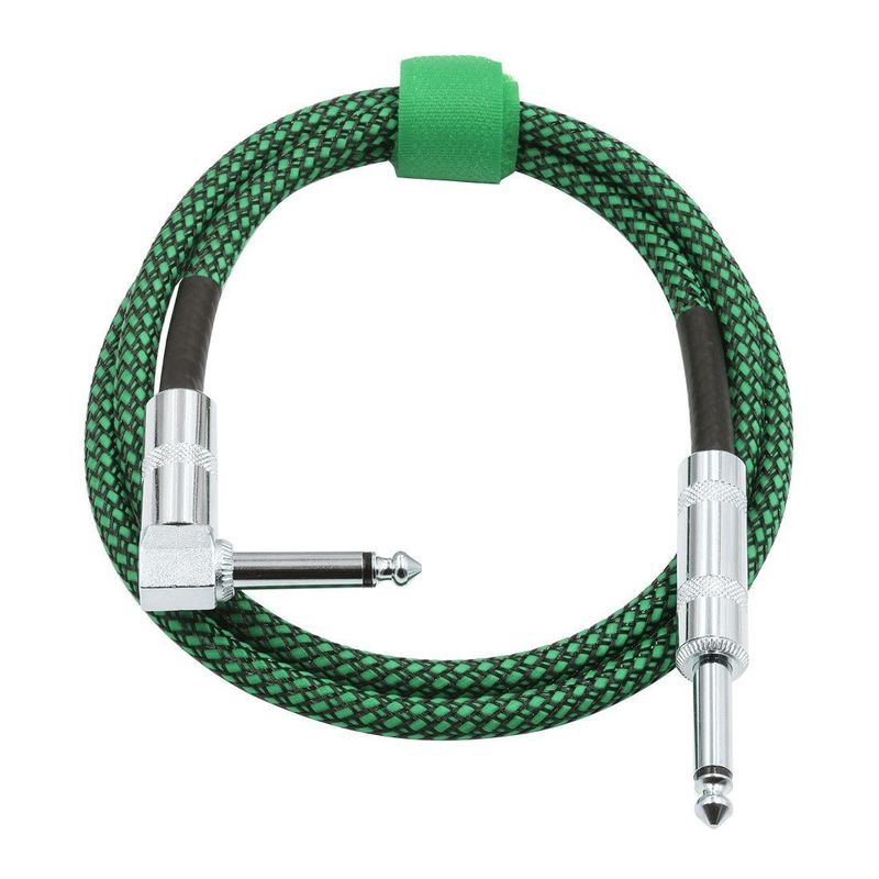 زاوية إلى خط مستقيم كابل غيتار كهربائي 10FT / 30FT أسود ملفوف 6.35mm 1/4 بوصة