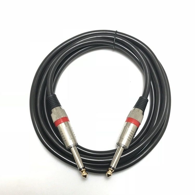 زاوية إلى خط مستقيم كابل غيتار كهربائي 10FT / 30FT أسود ملفوف 6.35mm 1/4 بوصة