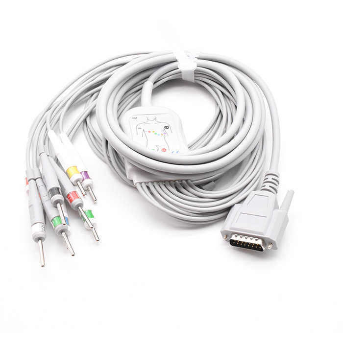 تخصيص ECG السلك الرئيسي 6p 3 سلك الرئيسي كابلات الصدمة Aha Trunk Cable كابل اتصال المعدات الطبية