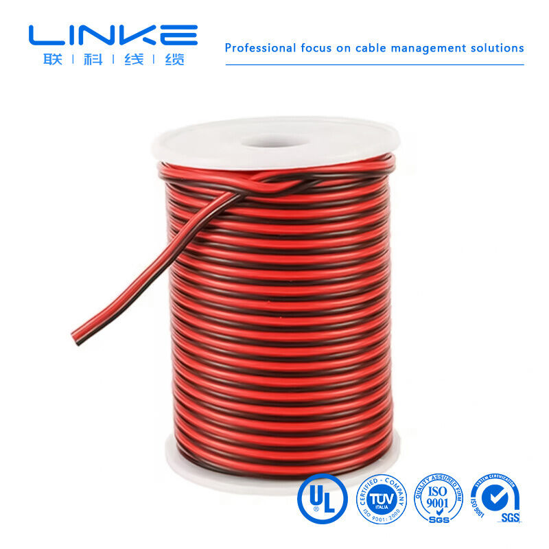 2468 VW-1 80 درجة مئوية 300 فولت 22AWG × 2C سلك مسطح شريطي UL2468 كابل مكبر صوت PVC ثنائي النواة